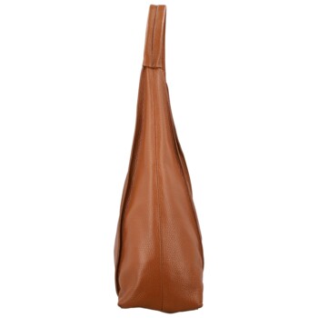 Dámská kožená kabelka na rameno koňaková - Delami Vera Pelle Blanca