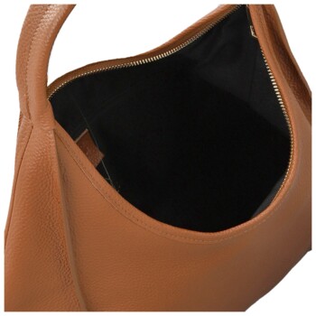 Dámská kožená kabelka na rameno koňaková - Delami Vera Pelle Blanca