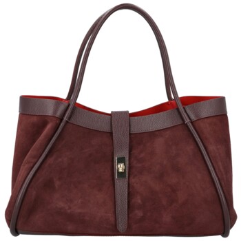 Dámská kožená kabelka na rameno tmavě vínová - Delami Vera Pelle Haylee