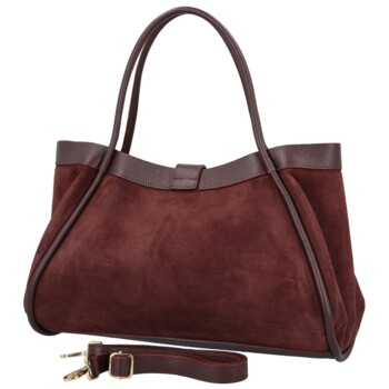 Dámská kožená kabelka na rameno tmavě vínová - Delami Vera Pelle Haylee