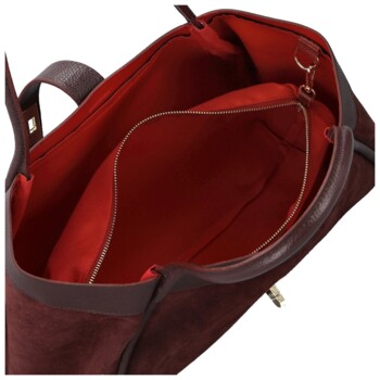 Dámská kožená kabelka na rameno tmavě vínová - Delami Vera Pelle Haylee