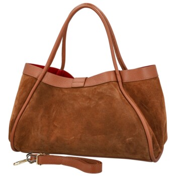Dámská kožená kabelka na rameno koňaková - Delami Vera Pelle Haylee