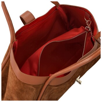 Dámská kožená kabelka na rameno koňaková - Delami Vera Pelle Haylee