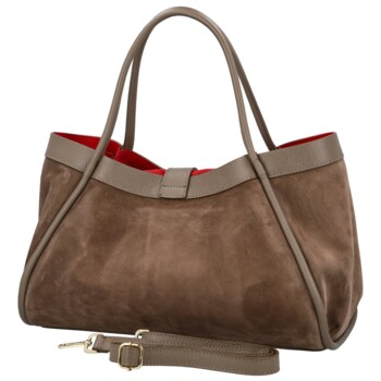 Dámská kožená kabelka na rameno tmavě hnědá - Delami Vera Pelle Haylee