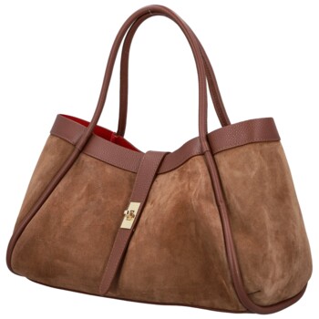 Dámská kožená kabelka na rameno hnědá - Delami Vera Pelle Haylee