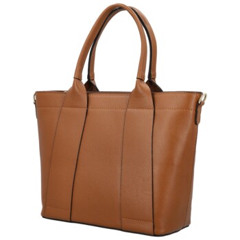 Dámská kožená kabelka na rameno koňaková - Delami Vera Pelle Nadiya