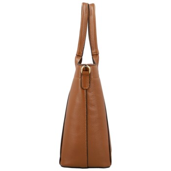 Dámská kožená kabelka na rameno koňaková - Delami Vera Pelle Nadiya