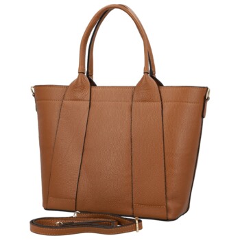 Dámská kožená kabelka na rameno koňaková - Delami Vera Pelle Nadiya