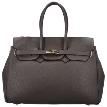 Dámská kožená kabelka na rameno tmavě hnědá - Delami Vera Pelle Klarista