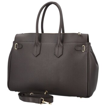 Dámská kožená kabelka na rameno tmavě hnědá - Delami Vera Pelle Klarista