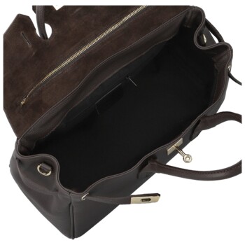 Dámská kožená kabelka na rameno tmavě hnědá - Delami Vera Pelle Klarista