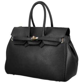 Dámská kožená kabelka na rameno černá - Delami Vera Pelle Klarista