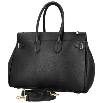 Dámská kožená kabelka na rameno černá - Delami Vera Pelle Klarista