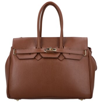 Dámská kožená kabelka na rameno hnědá - Delami Vera Pelle Klarista