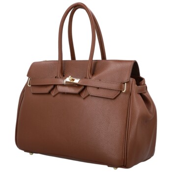 Dámská kožená kabelka na rameno hnědá - Delami Vera Pelle Klarista