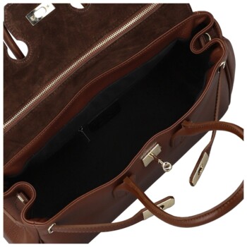 Dámská kožená kabelka na rameno hnědá - Delami Vera Pelle Klarista