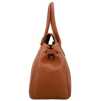 Dámská kožená kabelka na rameno koňaková - Delami Vera Pelle Klarista