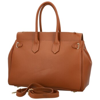 Dámská kožená kabelka na rameno koňaková - Delami Vera Pelle Klarista