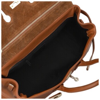 Dámská kožená kabelka na rameno koňaková - Delami Vera Pelle Klarista