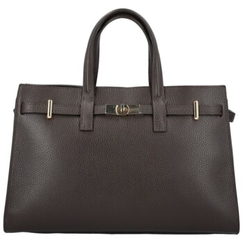 Dámská kožená kabelka do ruky tmavě hnědá - Delami Vera Pelle Safieh