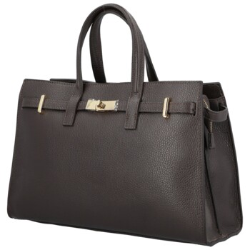 Dámská kožená kabelka do ruky tmavě hnědá - Delami Vera Pelle Safieh