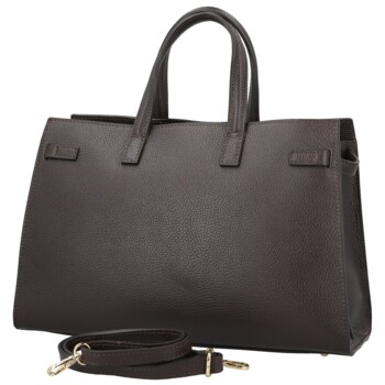 Dámská kožená kabelka do ruky tmavě hnědá - Delami Vera Pelle Safieh