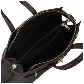 Dámská kožená kabelka do ruky tmavě hnědá - Delami Vera Pelle Safieh