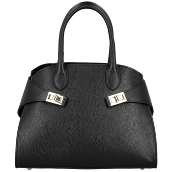 Dámská kožená kabelka do ruky černá - Delami Vera Pelle Seia