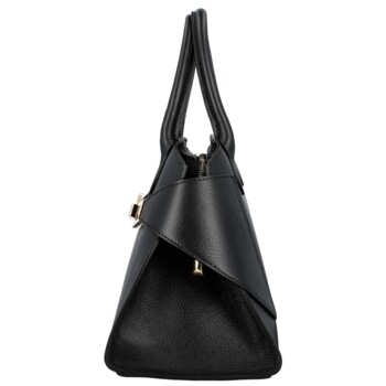 Dámská kožená kabelka do ruky černá - Delami Vera Pelle Seia