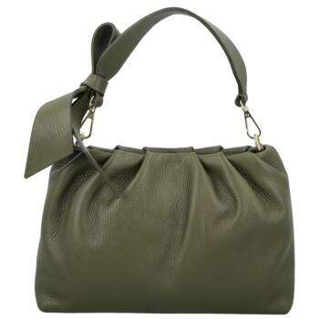 Dámská kožená kabelka do ruky tmavě zelená - Delami Vera Pelle Elena