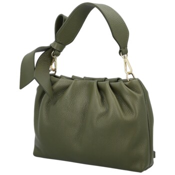 Dámská kožená kabelka do ruky tmavě zelená - Delami Vera Pelle Elena