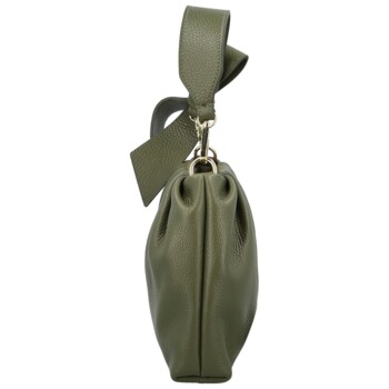 Dámská kožená kabelka do ruky tmavě zelená - Delami Vera Pelle Elena