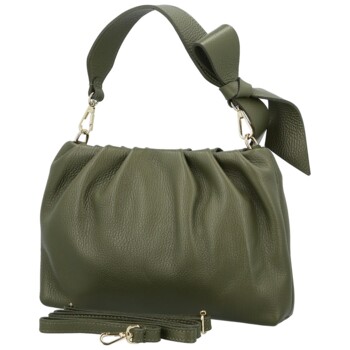 Dámská kožená kabelka do ruky tmavě zelená - Delami Vera Pelle Elena