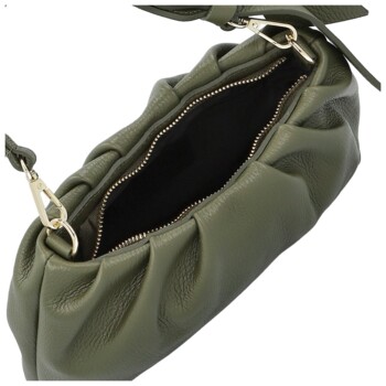 Dámská kožená kabelka do ruky tmavě zelená - Delami Vera Pelle Elena