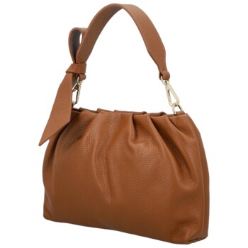 Dámská kožená kabelka do ruky koňaková - Delami Vera Pelle Elena