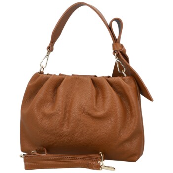 Dámská kožená kabelka do ruky koňaková - Delami Vera Pelle Elena