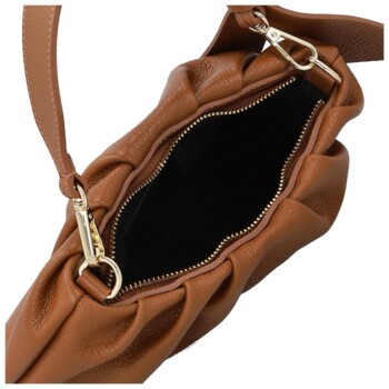 Dámská kožená kabelka do ruky koňaková - Delami Vera Pelle Elena