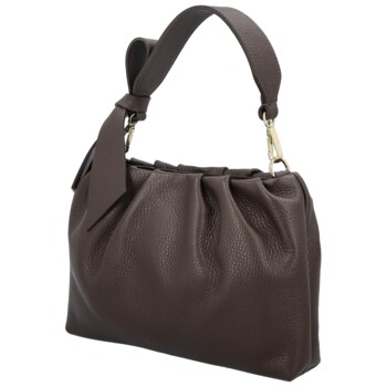 Dámská kožená kabelka do ruky tmavě hnědá - Delami Vera Pelle Elena