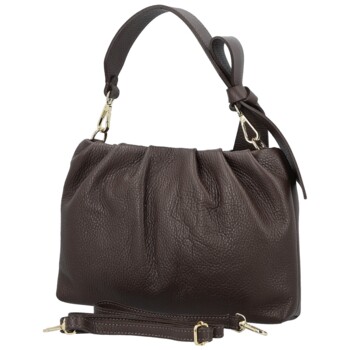 Dámská kožená kabelka do ruky tmavě hnědá - Delami Vera Pelle Elena