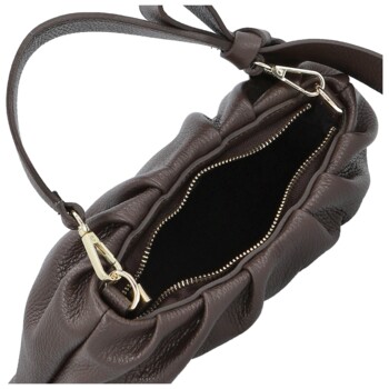 Dámská kožená kabelka do ruky tmavě hnědá - Delami Vera Pelle Elena