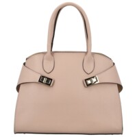 Dámská kožená kabelka do ruky růžová - Delami Vera Pelle Seia