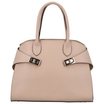 Dámská kožená kabelka do ruky růžová - Delami Vera Pelle Seia