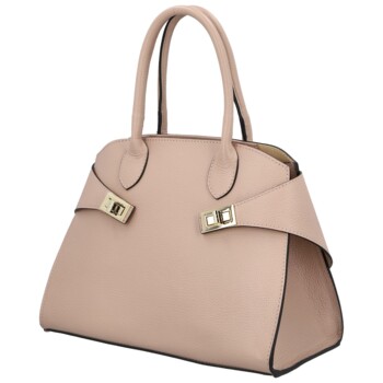 Dámská kožená kabelka do ruky růžová - Delami Vera Pelle Seia