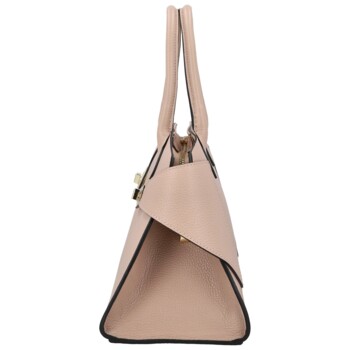 Dámská kožená kabelka do ruky růžová - Delami Vera Pelle Seia