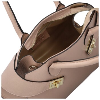 Dámská kožená kabelka do ruky růžová - Delami Vera Pelle Seia