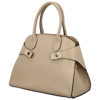 Dámská kožená kabelka do ruky béžová - Delami Vera Pelle Seia