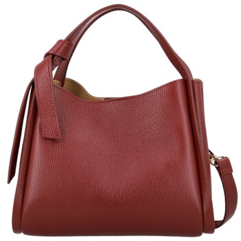 Dámská kožená kabelka do ruky tmavě červená - Delami Vera Pelle Mija