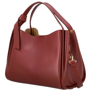 Dámská kožená kabelka do ruky tmavě červená - Delami Vera Pelle Mija