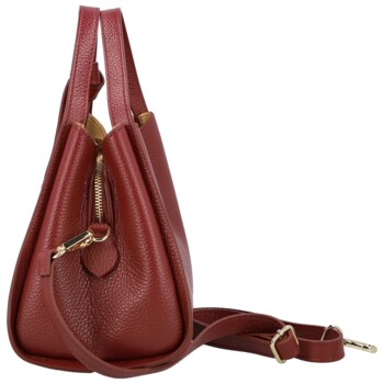 Dámská kožená kabelka do ruky tmavě červená - Delami Vera Pelle Mija