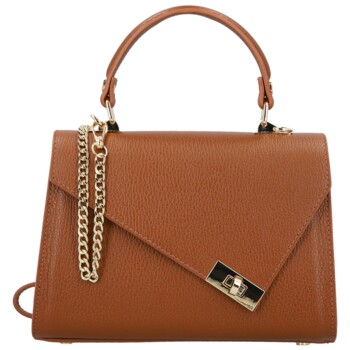 Dámská kožená kabelka do ruky koňaková - Delami Vera Pelle Melania